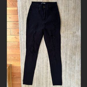 Black Ripped Skinny Jeans - Size 9